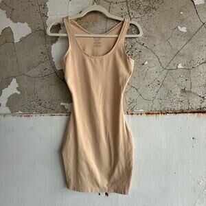 Spanx Assets Nude Slip Dress Bodycon Shaping Stretch Minimalist Shapewear